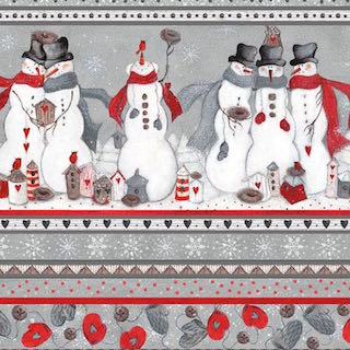 Fabri Quilt Seasons Greetings Monica Sabolla Gruppo Snowmen Stripe 61510