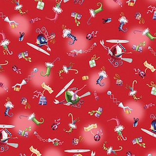 P & B Textiles Merriment Paper d'Art 529 Red Metre