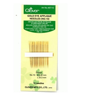 Clover Gold Eye Applique Needles Size10  497 10