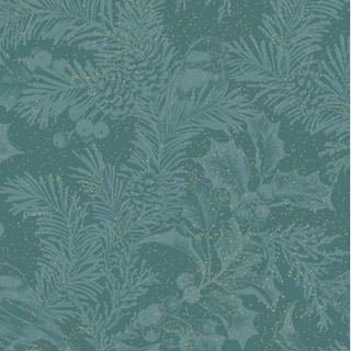 Benartex Chickadees And Berries Holly Teal 4742 80