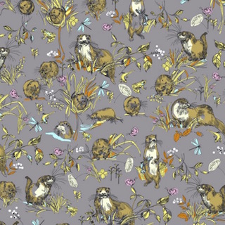 Inprint@makower Jane Makower Wildflowers and Otters 7866 Grey