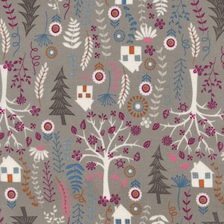 Timeless Treasures Fun Houses and Trees C3042 Taupe Metre 