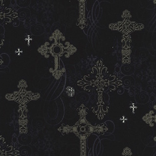 Michael Miller Ornate Crosses CM4527 Black Half Metre