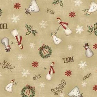 Red Rooster Christmas Whimsy Terri Degenkolb 25208 Beige Half Metre