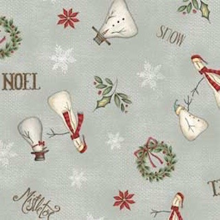 Red Rooster Christmas Whimsy Terri Degenkolb 25208 Grey Half Metre 