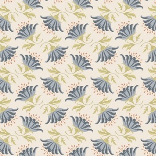Tilda Fabric Painted Lily Blue 480883 Blue Metre 