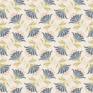 Tilda Fabric Painted Lily Blue 480883 Blue Half Metre