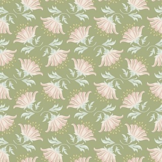 Tilda Fabric Painted Lily Green 480884 Green Half Metre